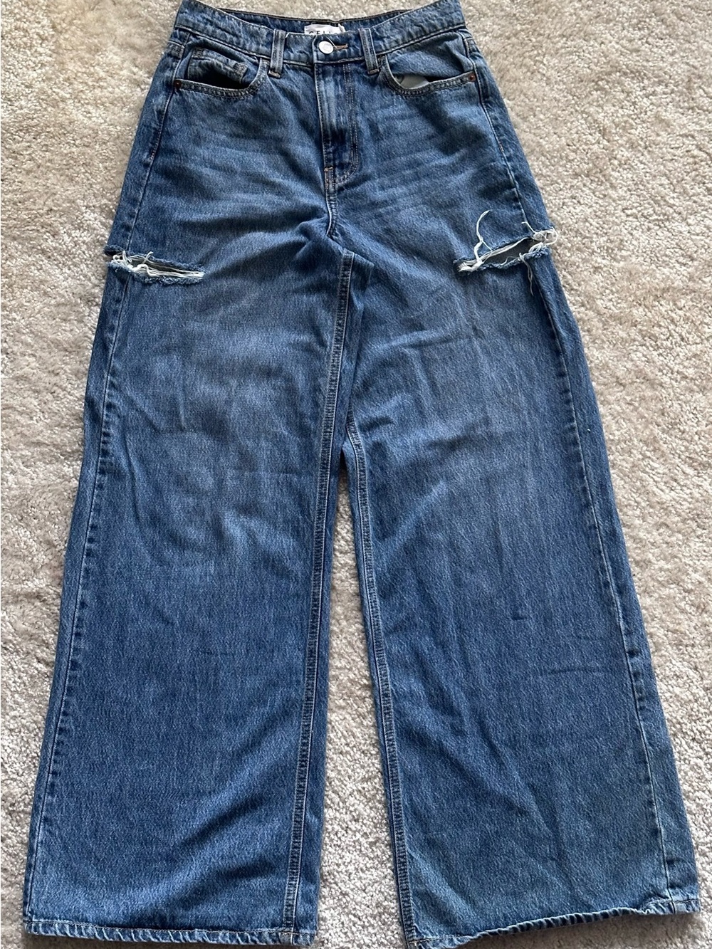 CELLO - Women's Wide Leg Distressed Jeans